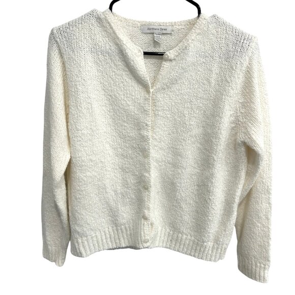 Northern Isles Womens White Button-Up Cardigan Sweater Sz PS - Picture 1 of 9